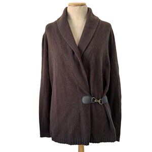 Gerard Darel Women's Size 4 Shawl Collar Cardigan Sweater Brown Wool